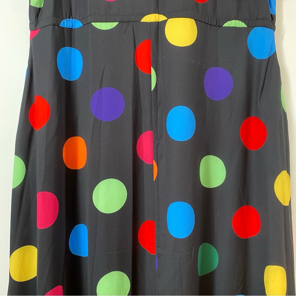 Little Party Dress Colorful Polka Dot Whimsical Maximalist Retro V Neck Size 10 - Picture 10 of 15